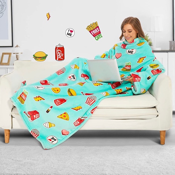 New - Sherpa Wearable Blanket with Sleeves for Adults Super Soft Warm Cozy Throw - Picture 13 of 15